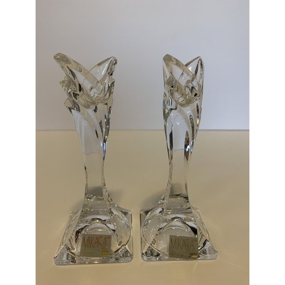 Mikasa Other - Mikasa Art Deco Crystal Candle Holders 5.5 Inches Slovenia Set Of 2